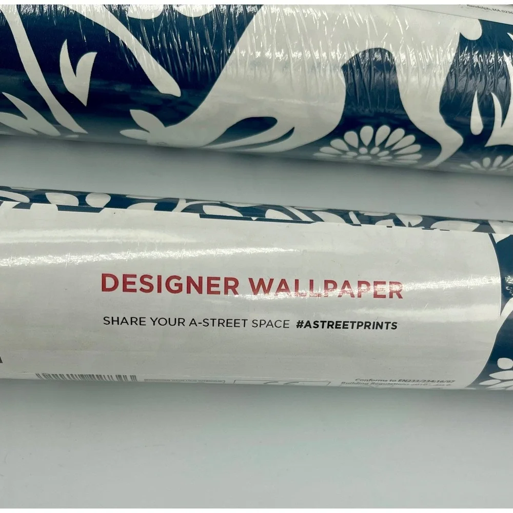 A Street Prints Designer Wallpaper Navy Blue White Woodland Animals FD22730 Lot
